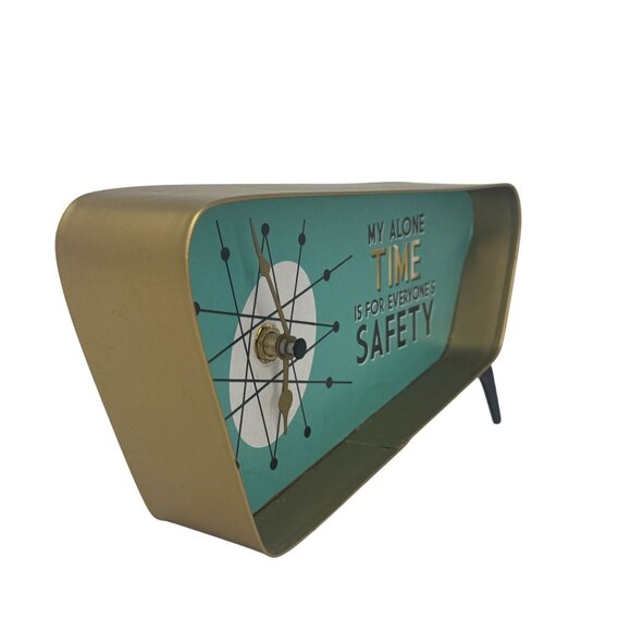 Retro Metal Desk Clock My Alone Time Is For Everyone's Safety Cracker Barrel 9" - Picture 4 of 14